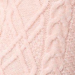 Cable Knit Tunic Sweater, LT PINK, swatch