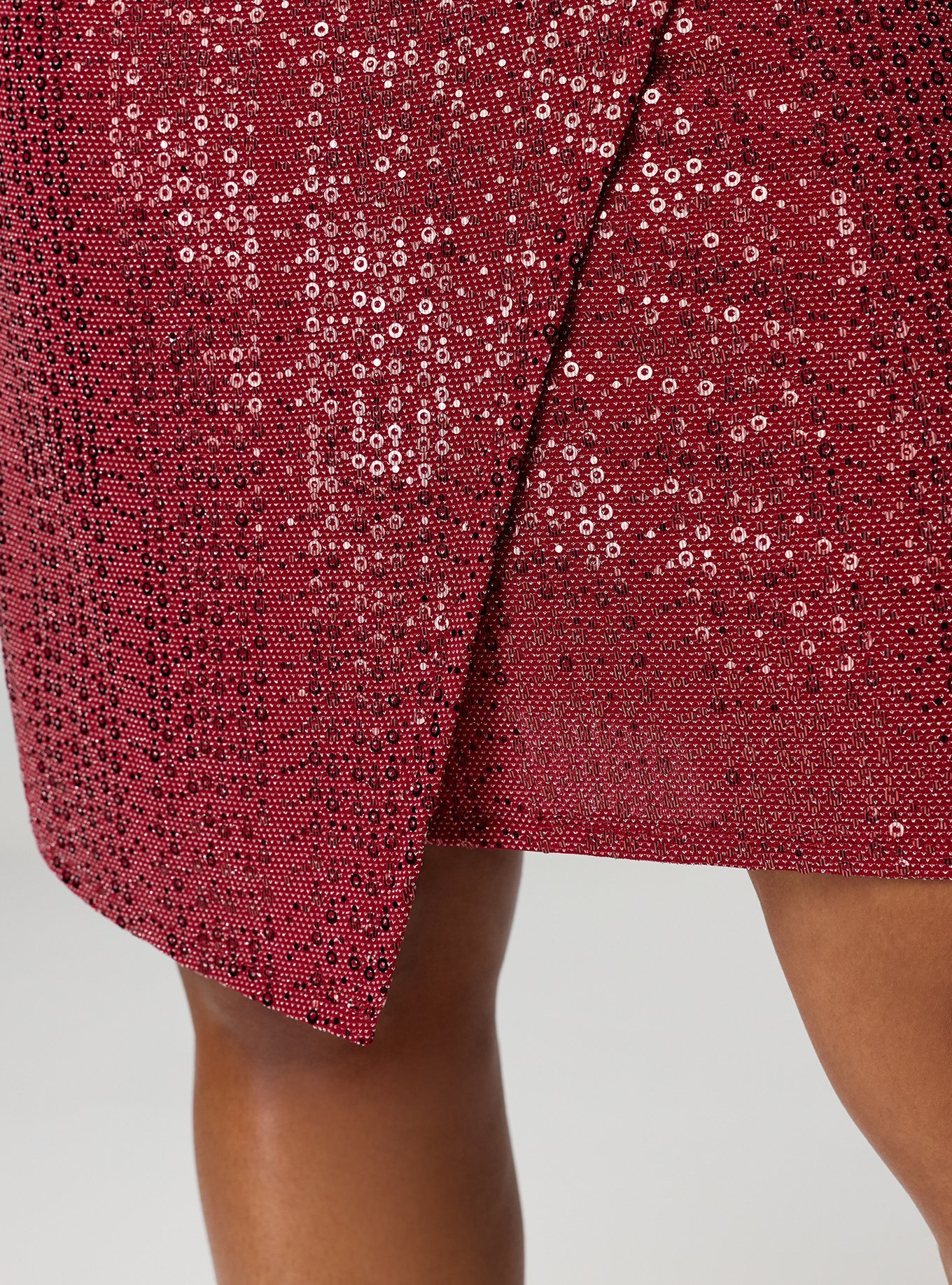 Plus Size Disco Sequin Wrap Mini Dress, BIKING RED, alternate
