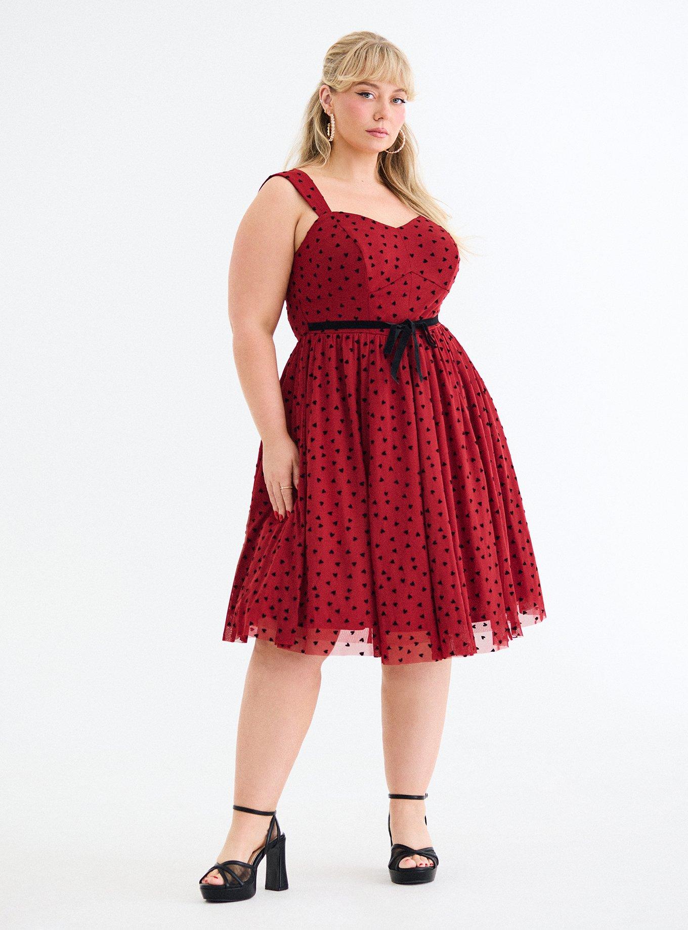 Retro Chic Flocked Mesh Belted Dress