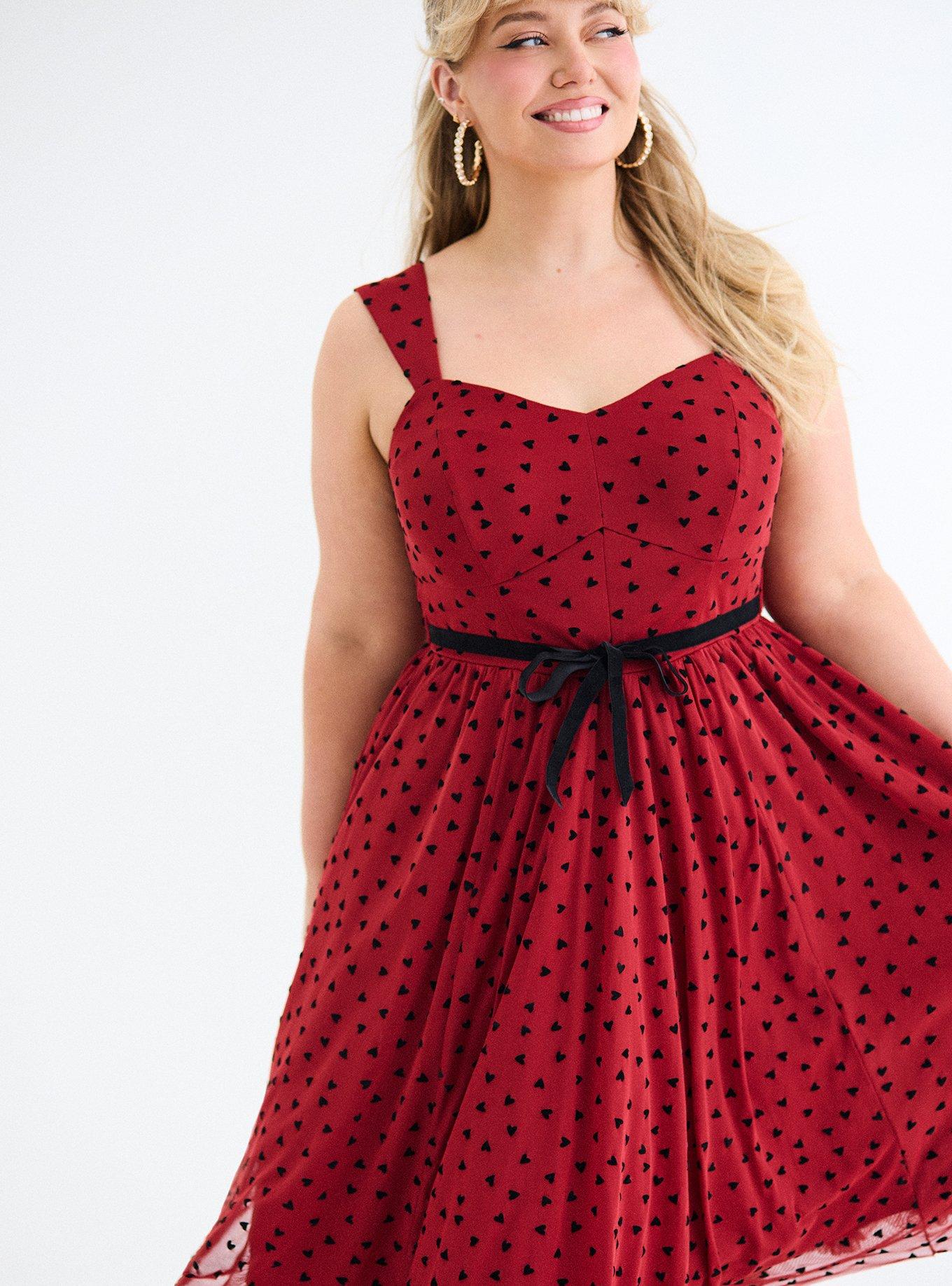 Retro Chic Flocked Mesh Belted Dress