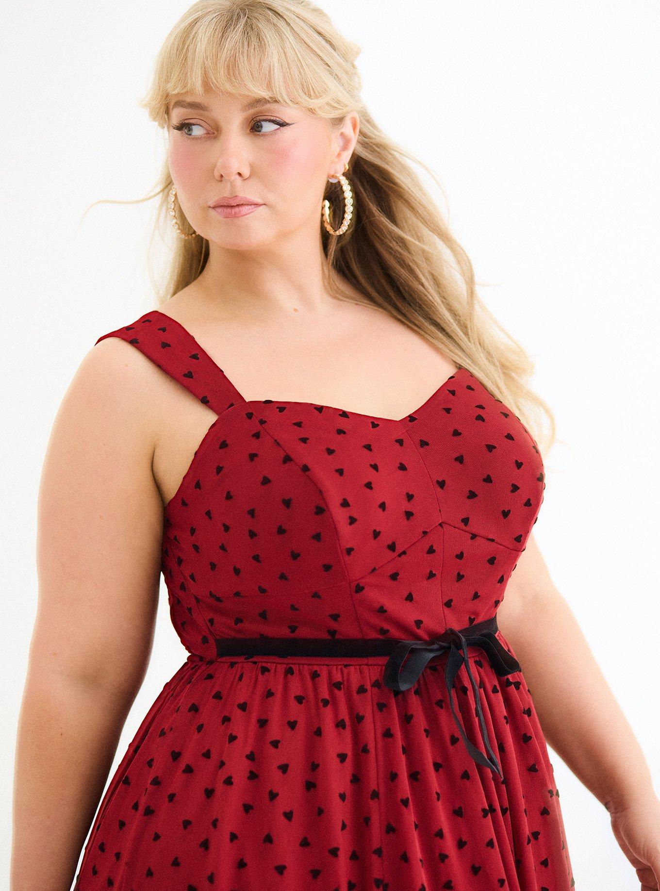 Retro Chic Flocked Mesh Belted Dress