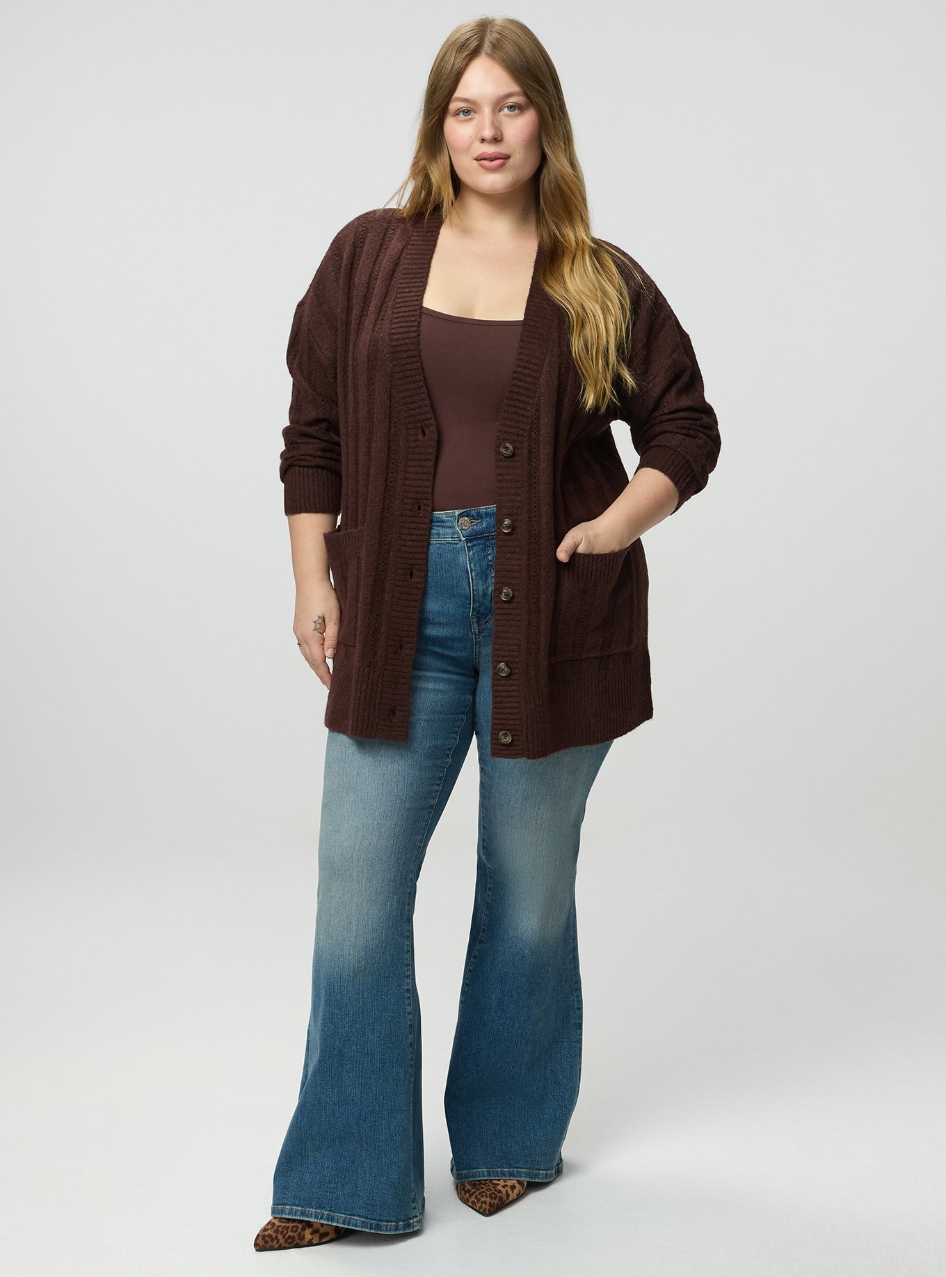 Boyfriend Cardigan, DEEP MAHOGAHNY, alternate