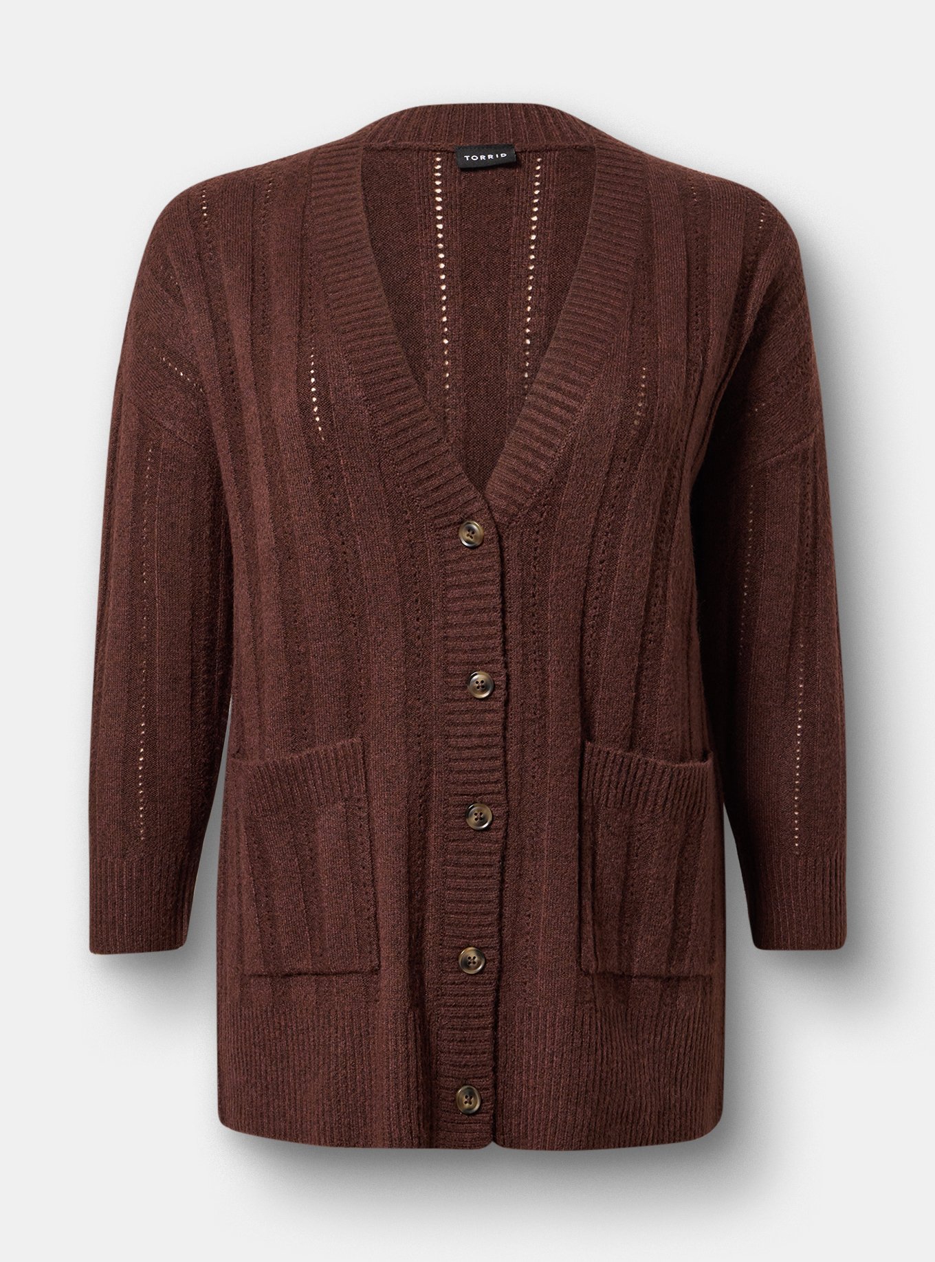 Boyfriend Cardigan, DEEP MAHOGAHNY, flat