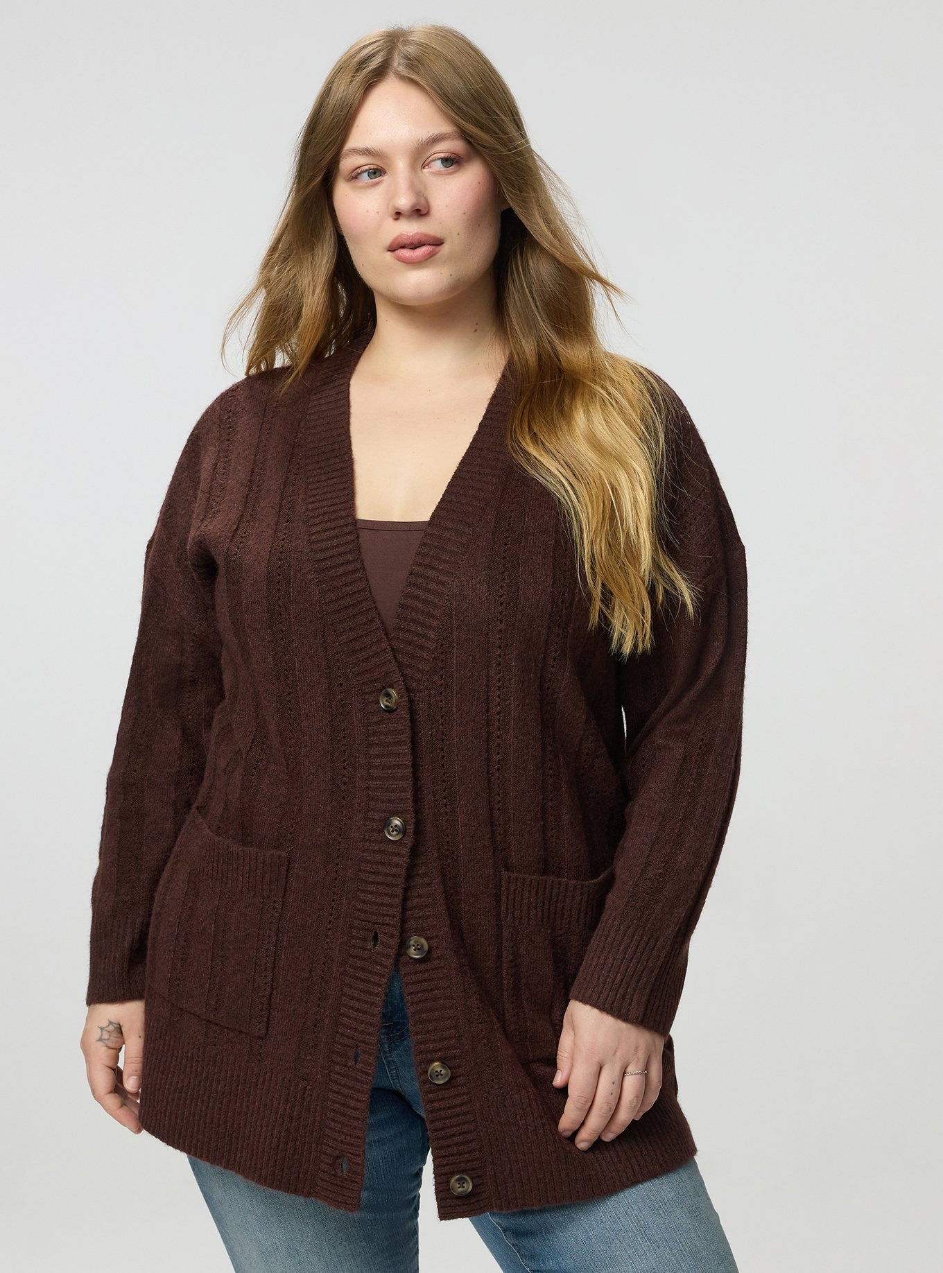 Boyfriend Cardigan, DEEP MAHOGAHNY, hi-res