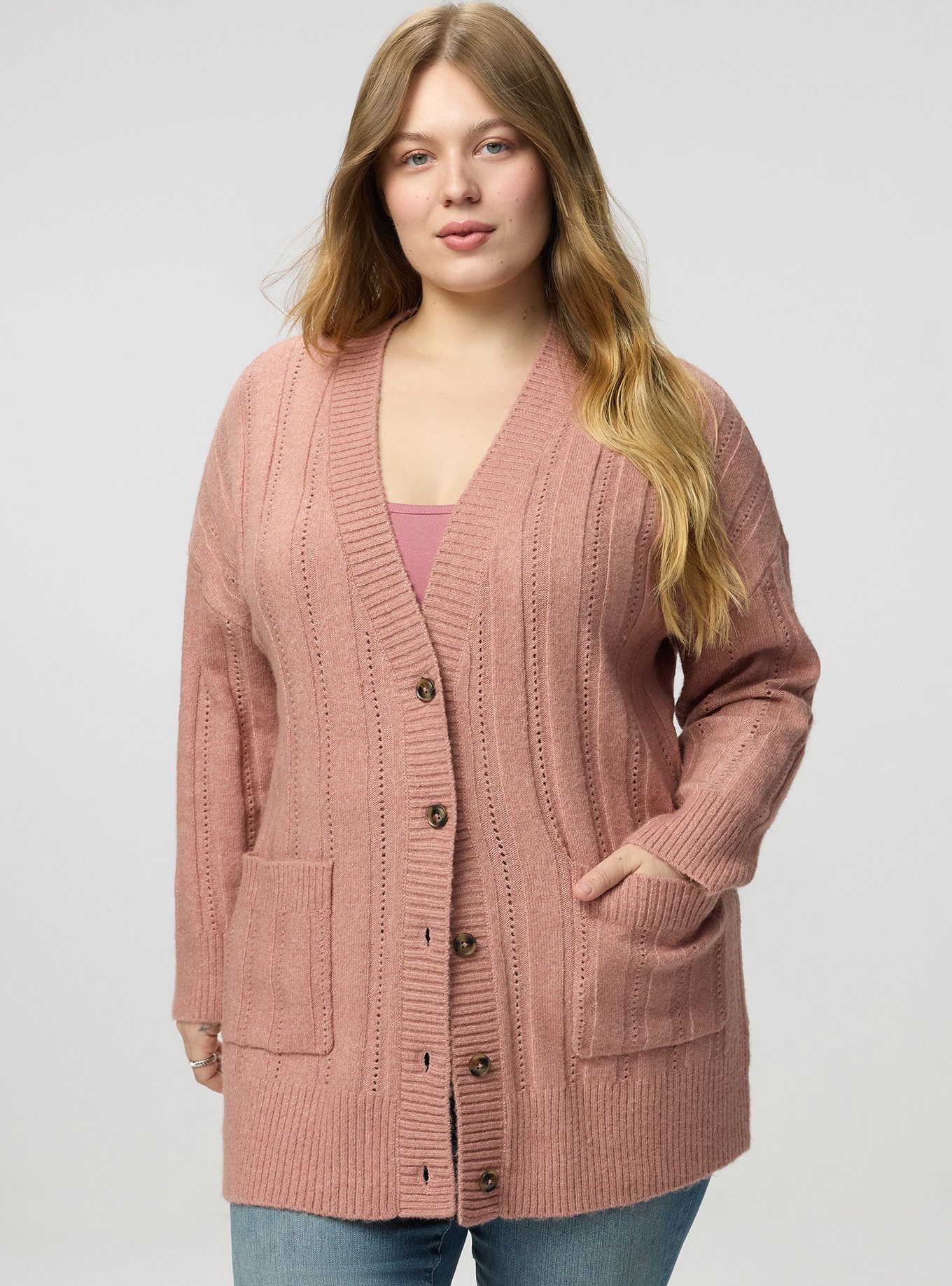 Boyfriend Cardigan, BLUSH PINK VEGAN CASHMERE, hi-res