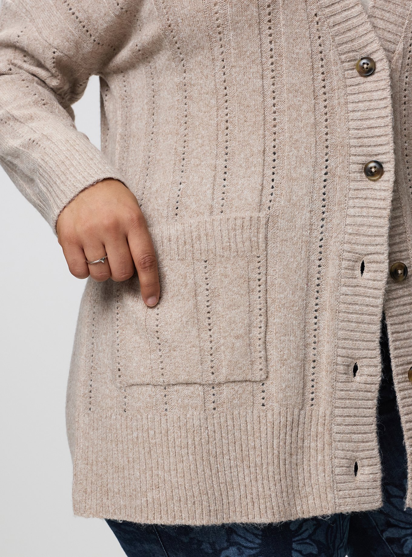 Boyfriend Cardigan, MED OATMEAL VEGAN CASHMERE, alternate