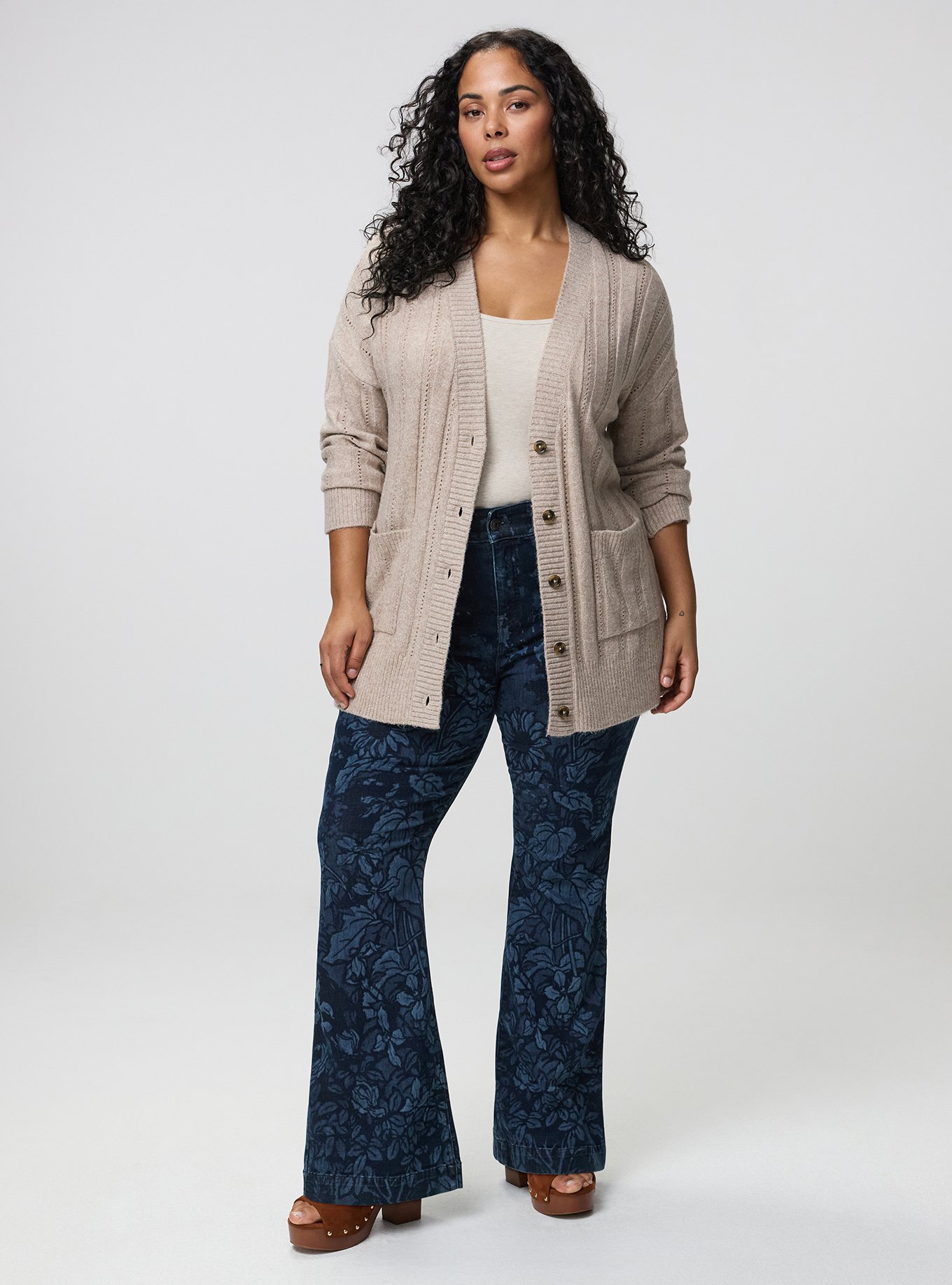 Boyfriend Cardigan, MED OATMEAL VEGAN CASHMERE, alternate