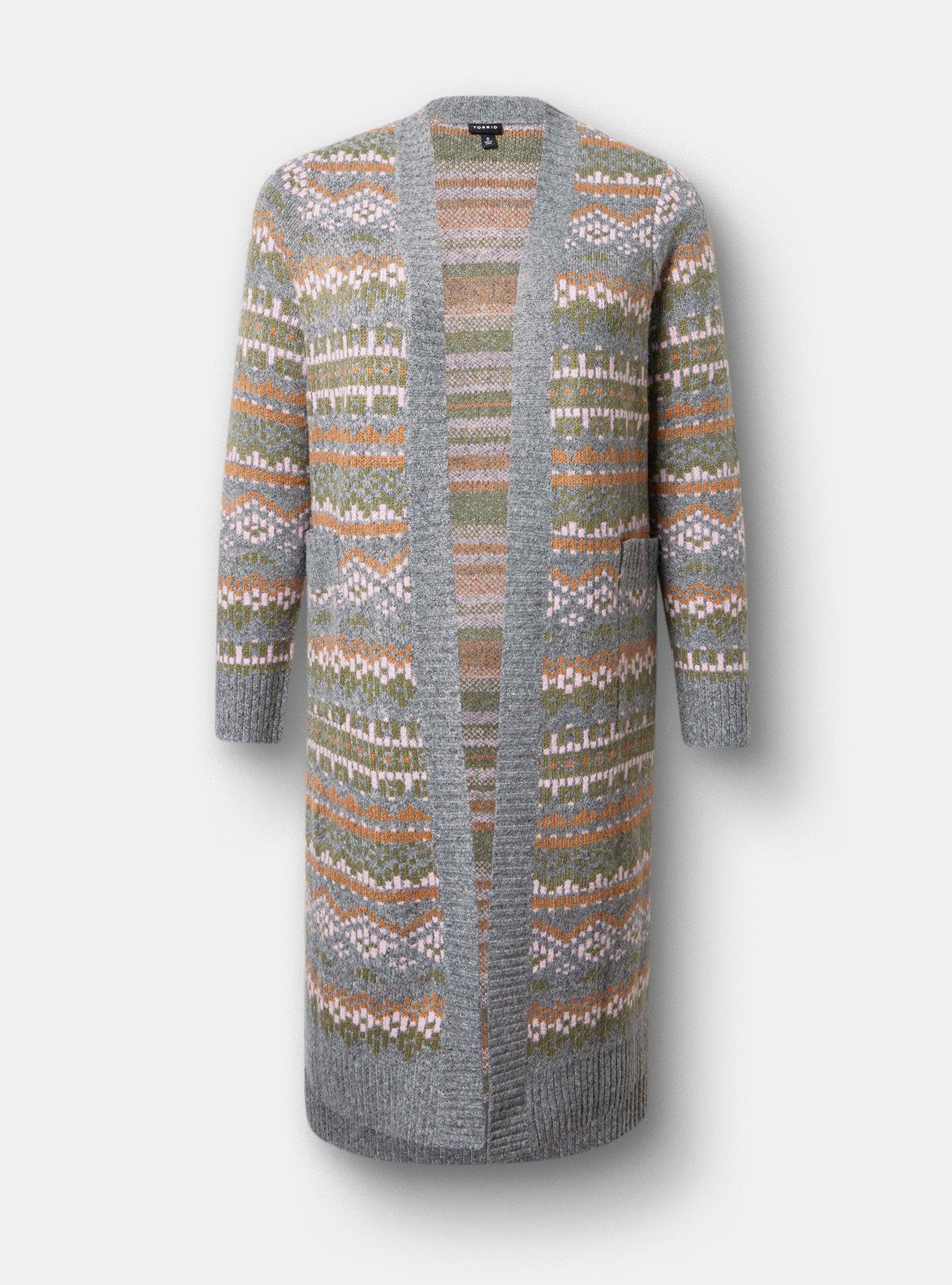 Fair Isle Vegan Cashmere Duster Sweater