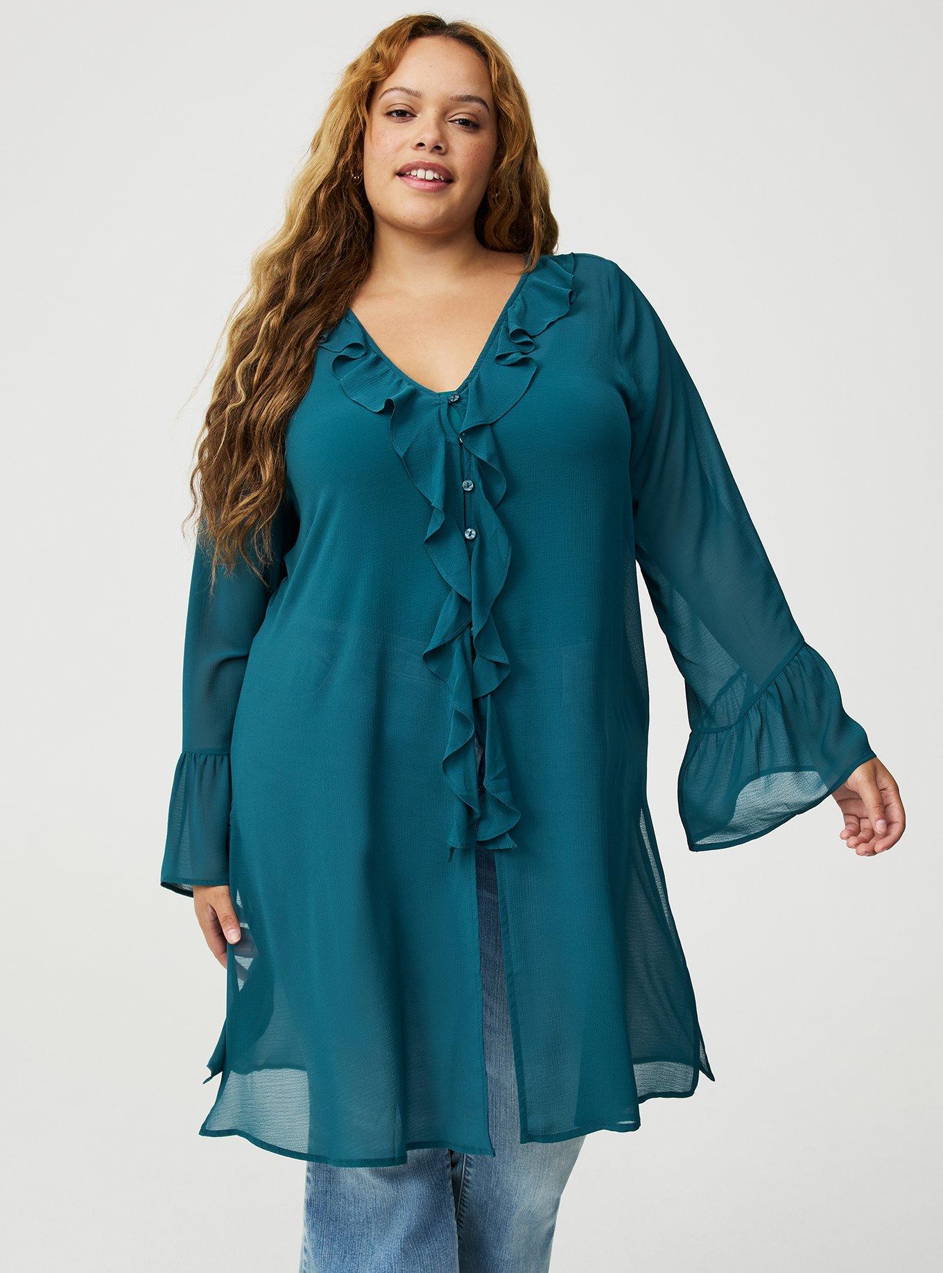V-Neck Ruffle Tunic