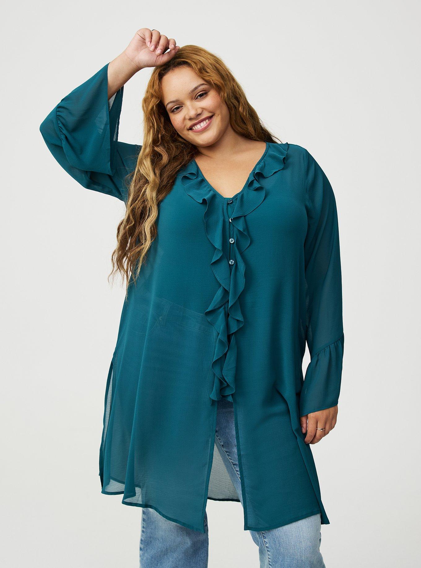 V-Neck Ruffle Tunic