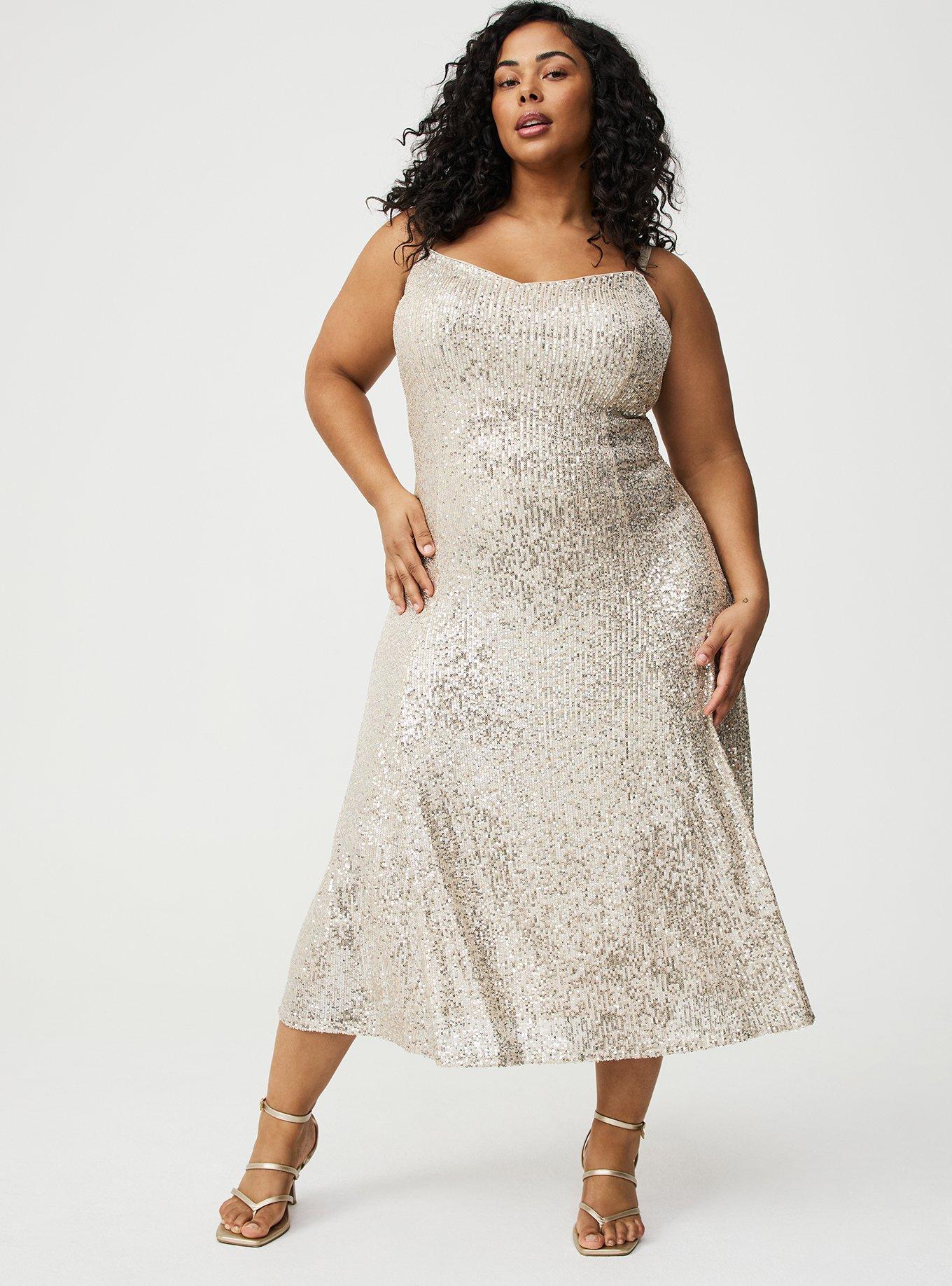 V-Neck Sequin Slip Maxi Dress