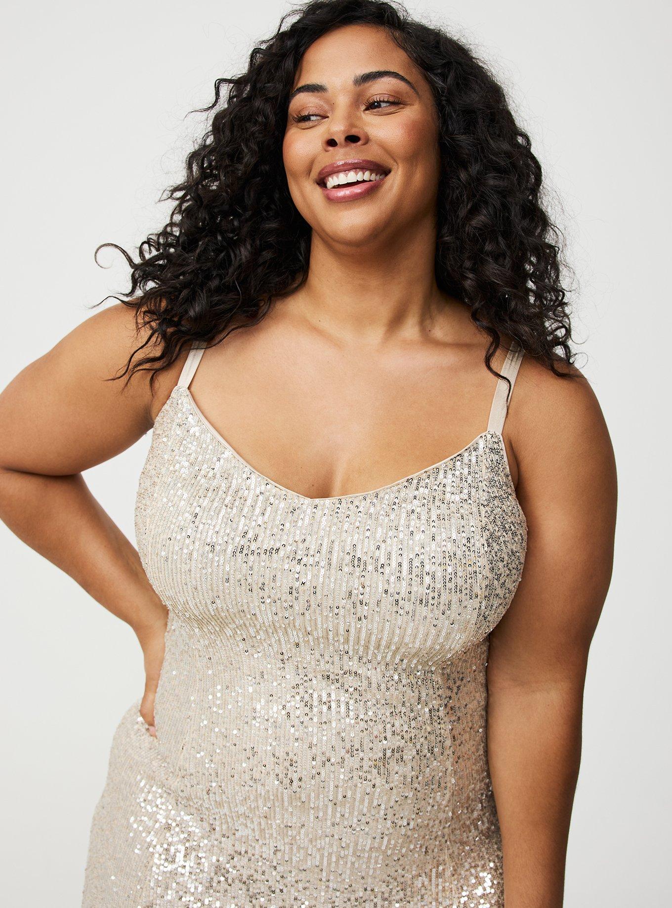 V-Neck Sequin Slip Maxi Dress