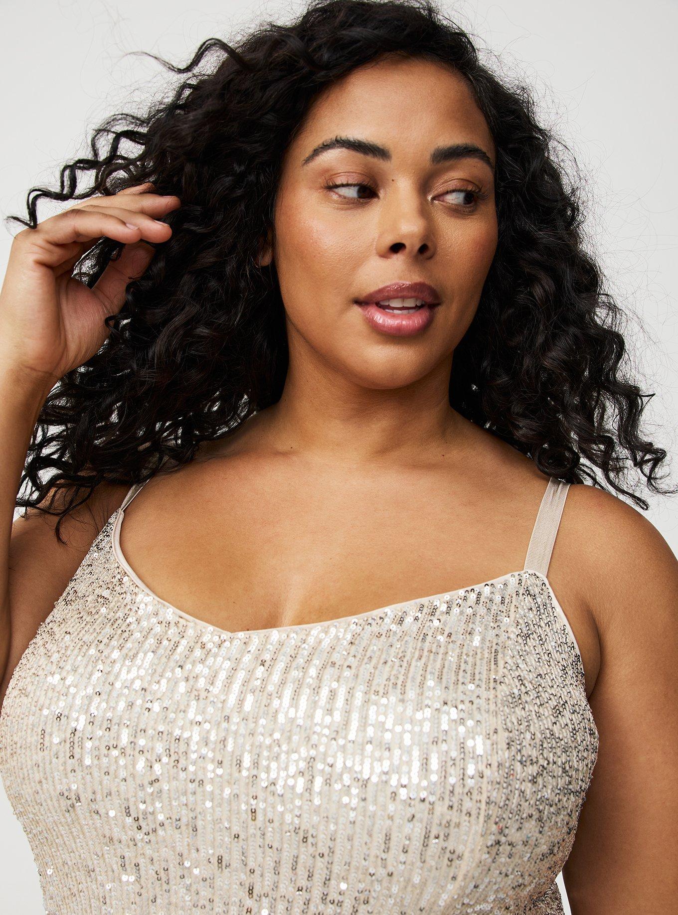 V-Neck Sequin Slip Maxi Dress