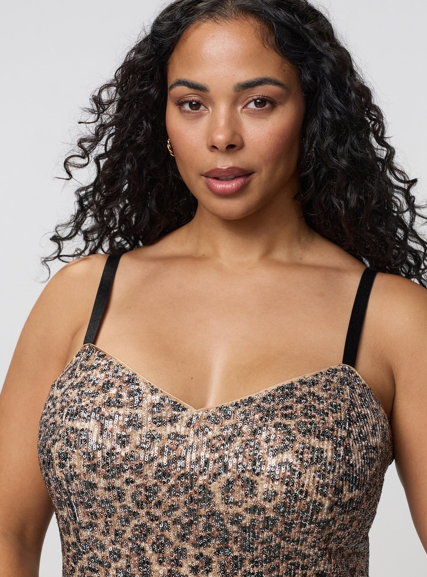 V-Neck Sequin Slip Maxi Dress, ON THE PROWL LEOPARD MULTI, alternate