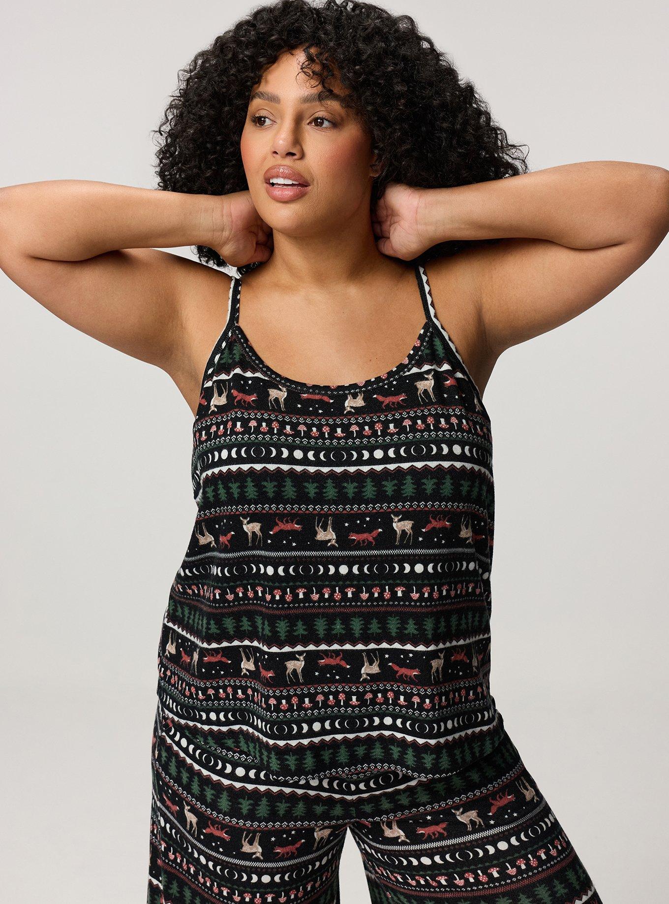 Super Soft Plush Sleep Tank, FOX FAIR ISLE BLACK, alternate