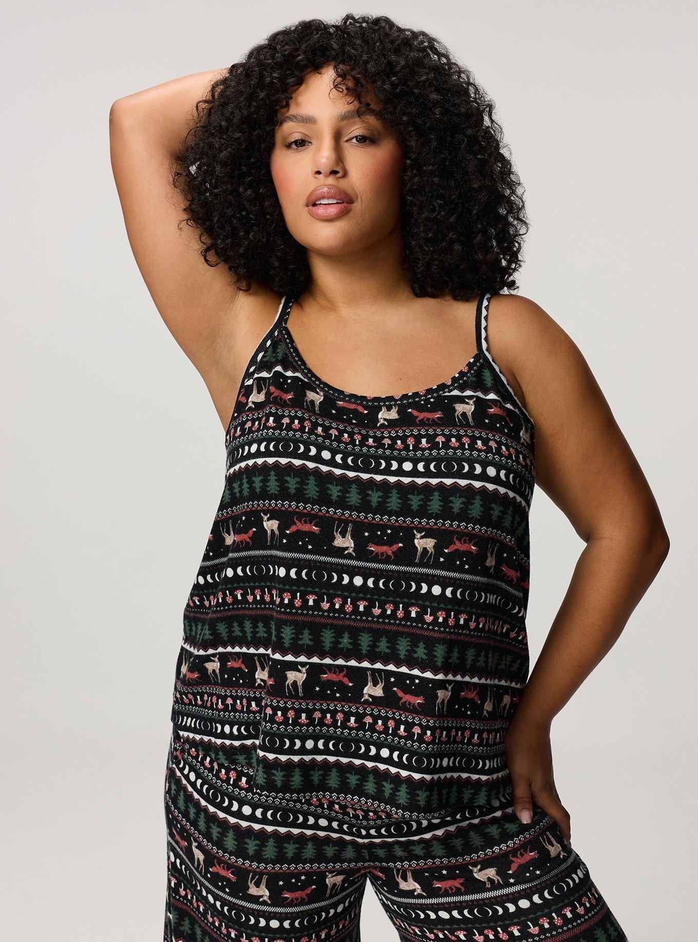 Super Soft Plush Sleep Tank, FOX FAIR ISLE BLACK, hi-res