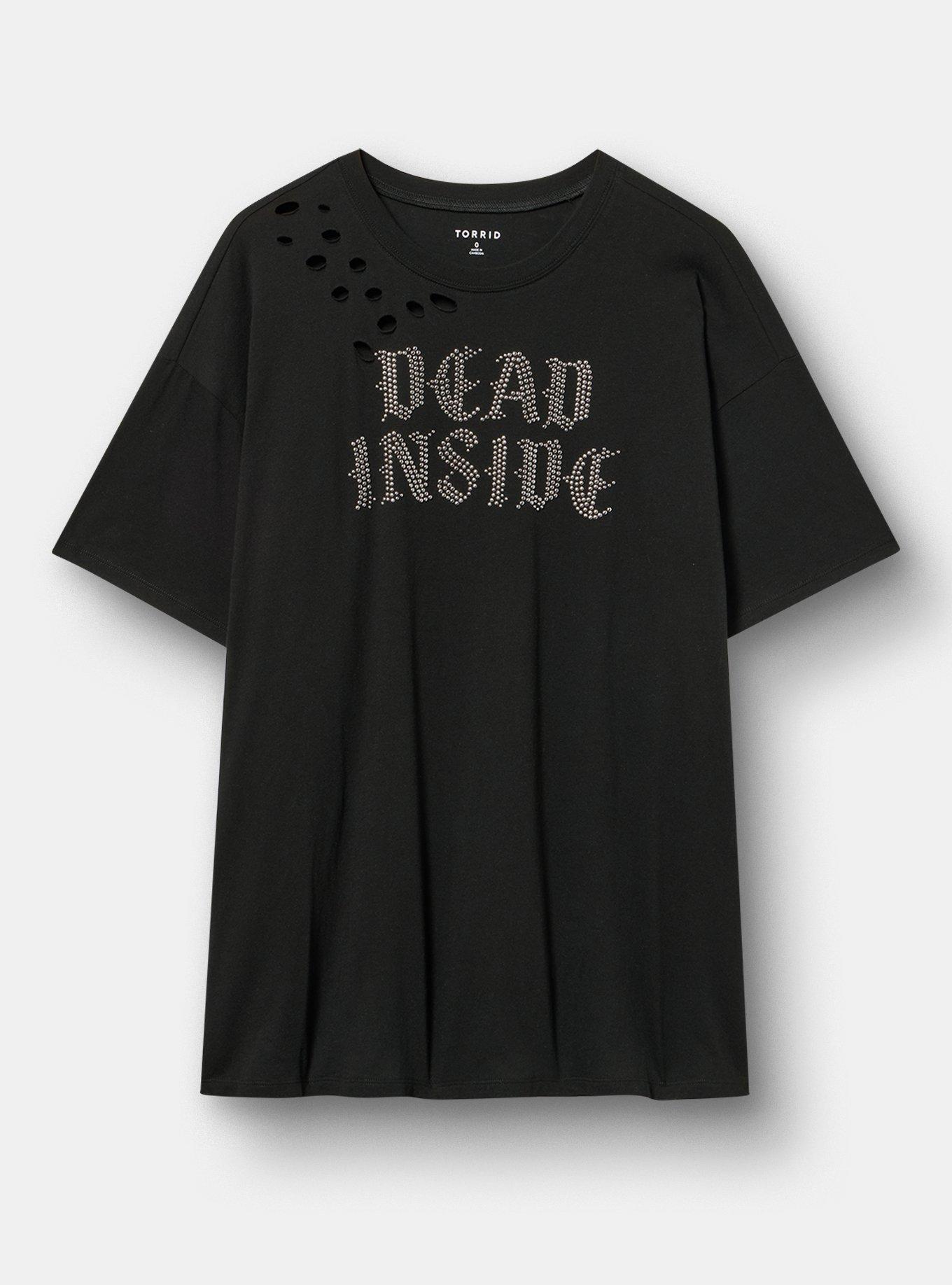 Oversized Heritage Jersey Destruction Tunic Tee, DEAD INSIDE NAIL HEADS DEEP BLACK, hi-res