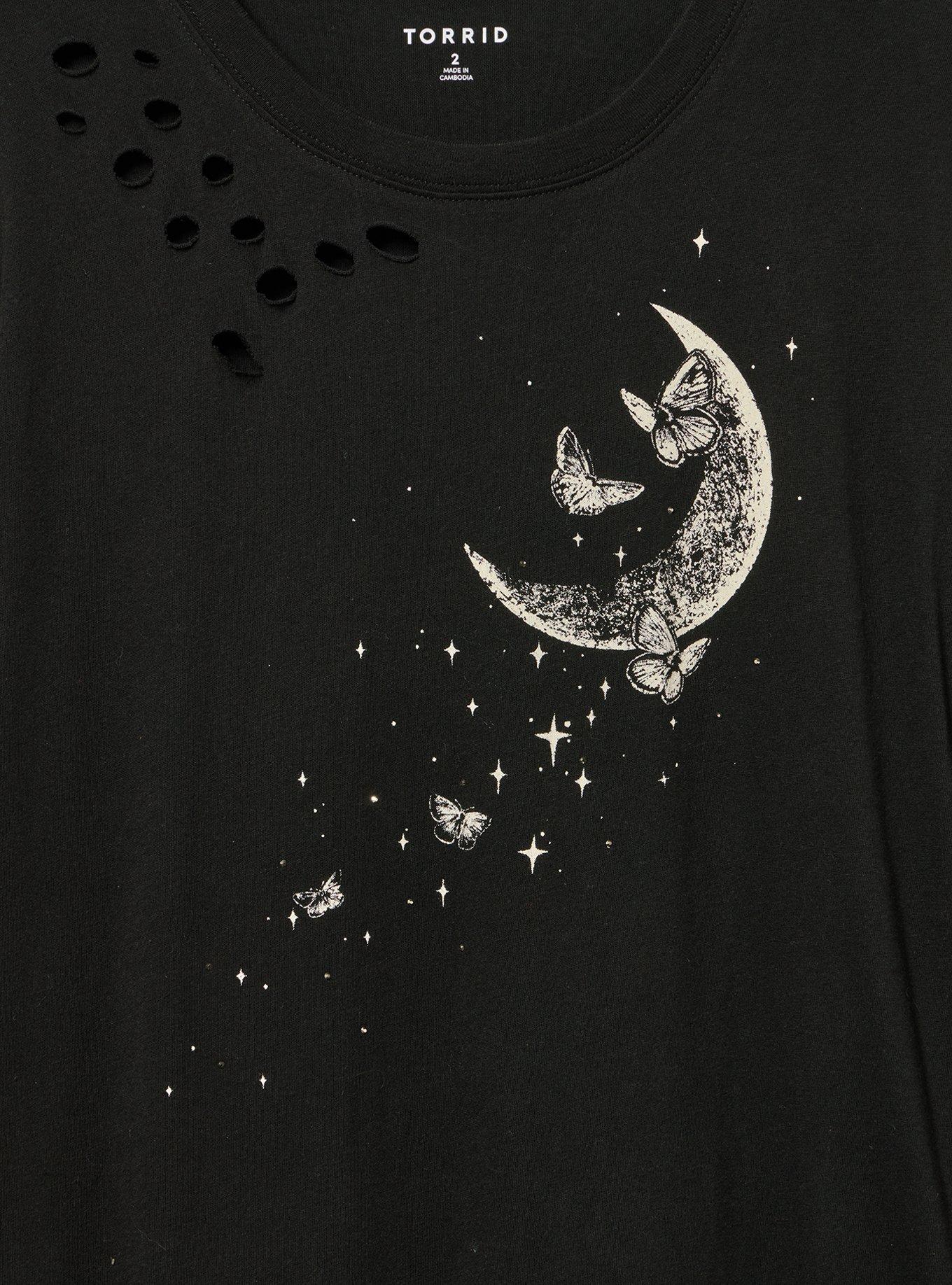 Oversized Heritage Jersey Destruction Tunic Tee, DUSTY MOON DEEP BLACK, alternate