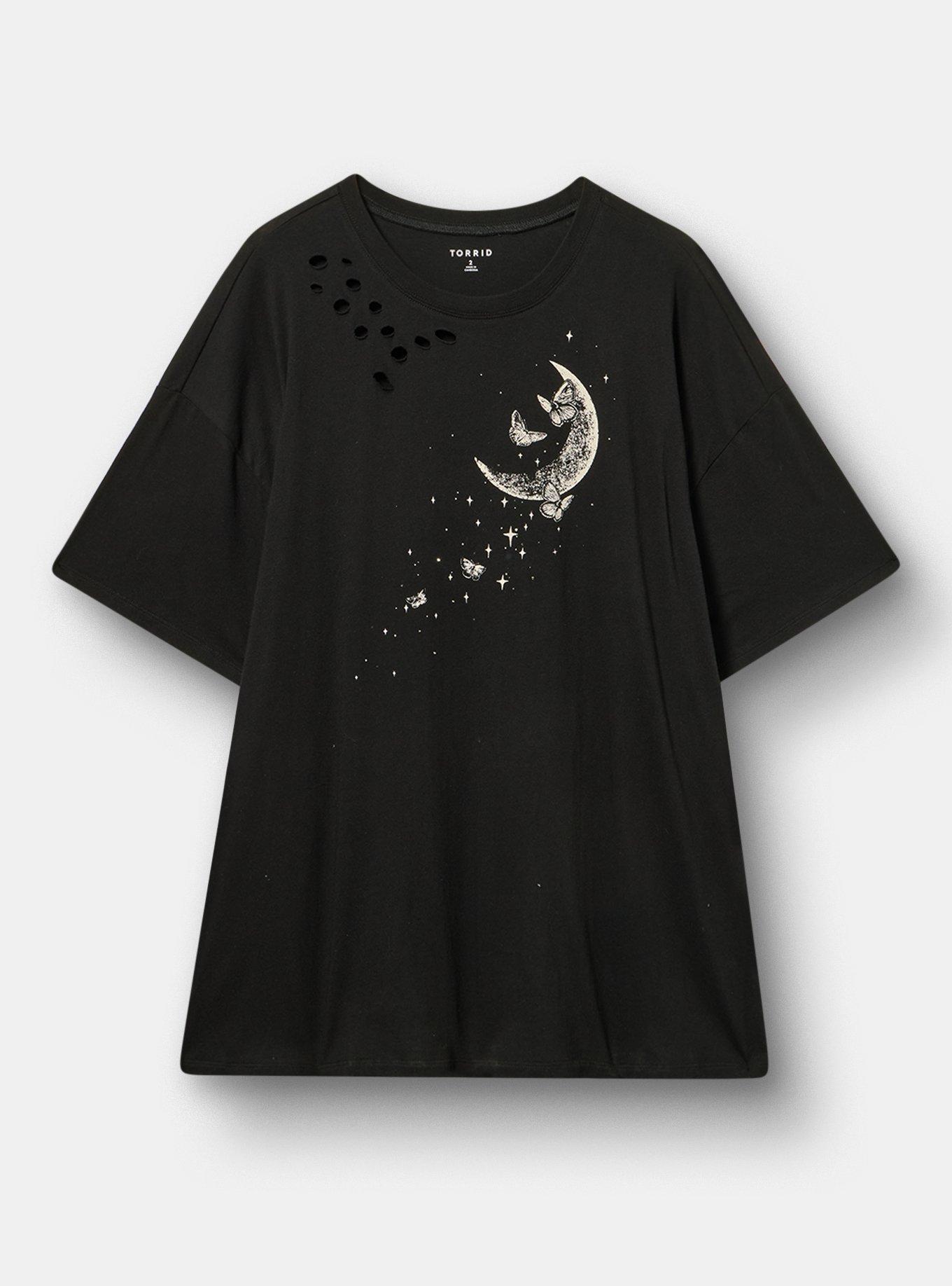 Oversized Heritage Jersey Destruction Tunic Tee, DUSTY MOON DEEP BLACK, hi-res