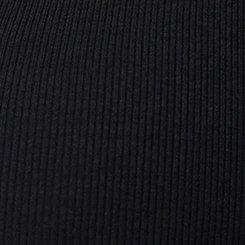 Plus Size Long Sleeve Hook & Eye Rib Top, DEEP BLACK, swatch