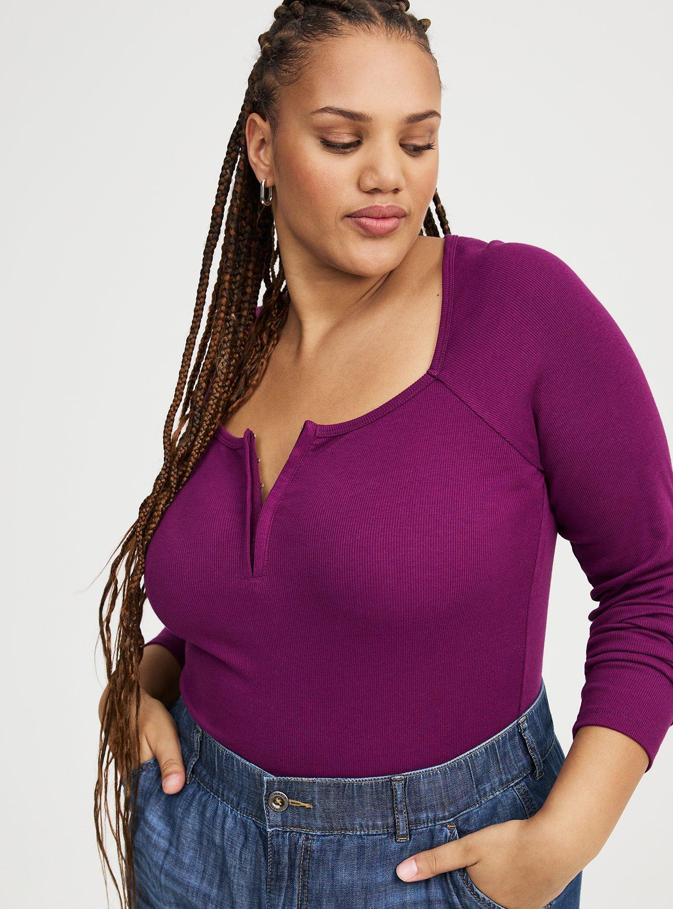 Long Sleeve Hook & Eye Rib Top