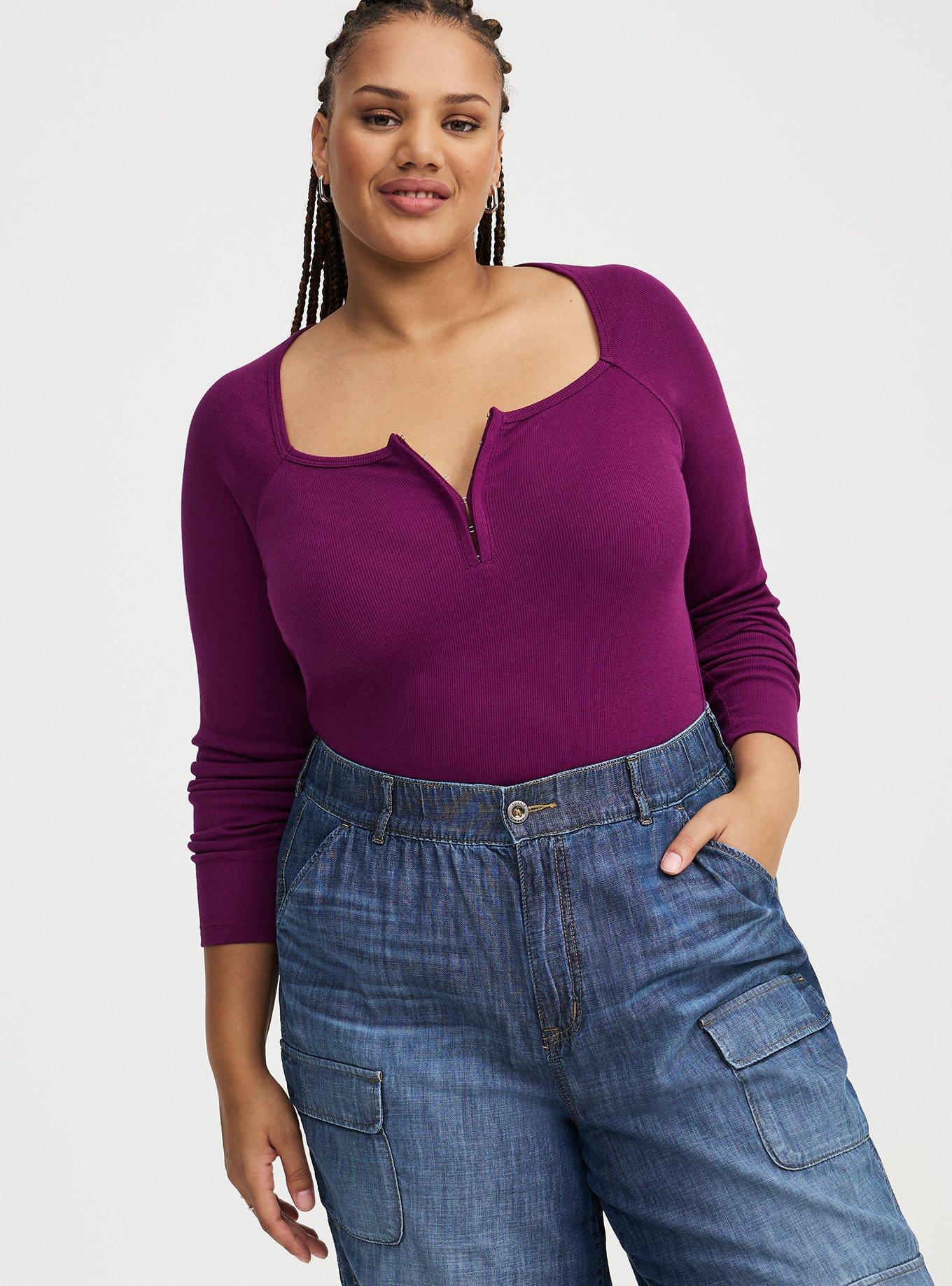 Long Sleeve Hook & Eye Rib Top