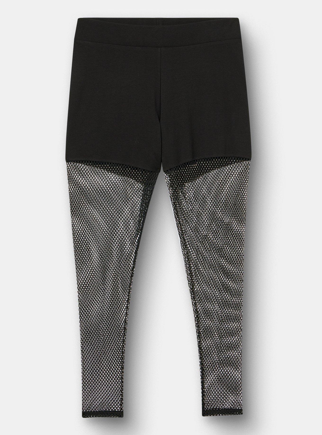 Full Length Rhinestone Fishnet Legging, BLACK, hi-res