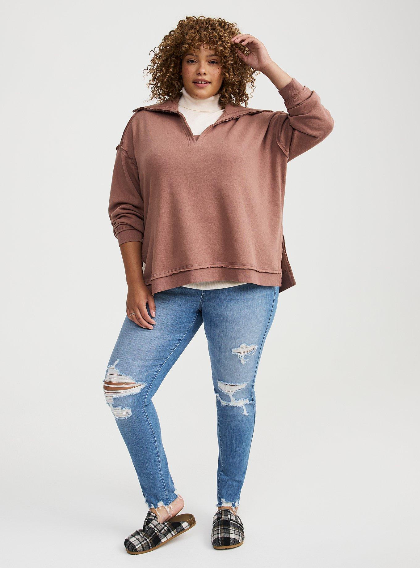 Fleece V-Neck Sweatshirt
