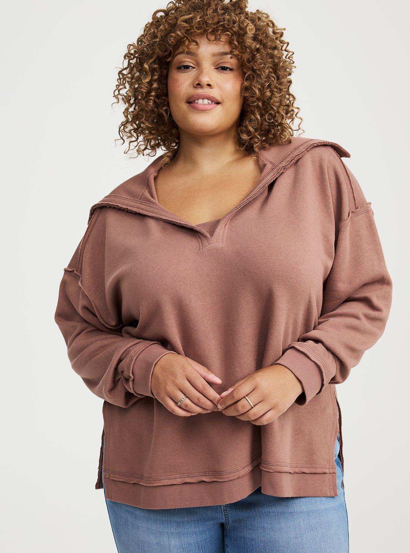 Plus Size - Fleece V-Neck Sweatshirt - Torrid