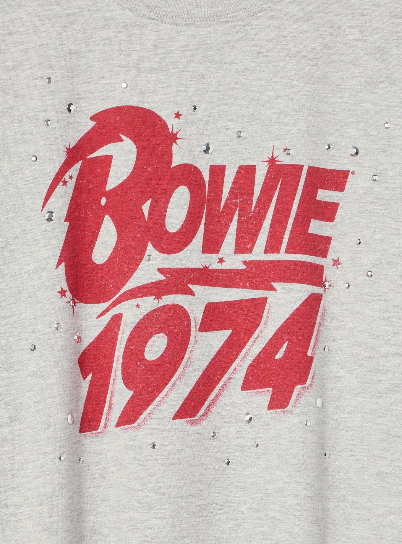 David Bowie Embellished Crew Tee, BOWIE EMBELLISHMENT LT HEATHER GRAY, alternate