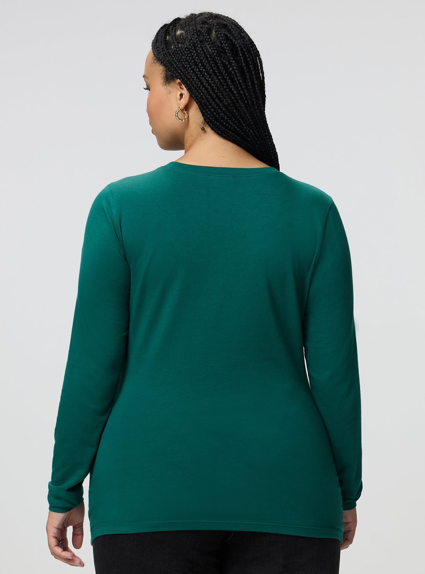 Light Weight Cotton Span Long Sleeve Fitted Tee, BOTANICAL GARDEN, alternate