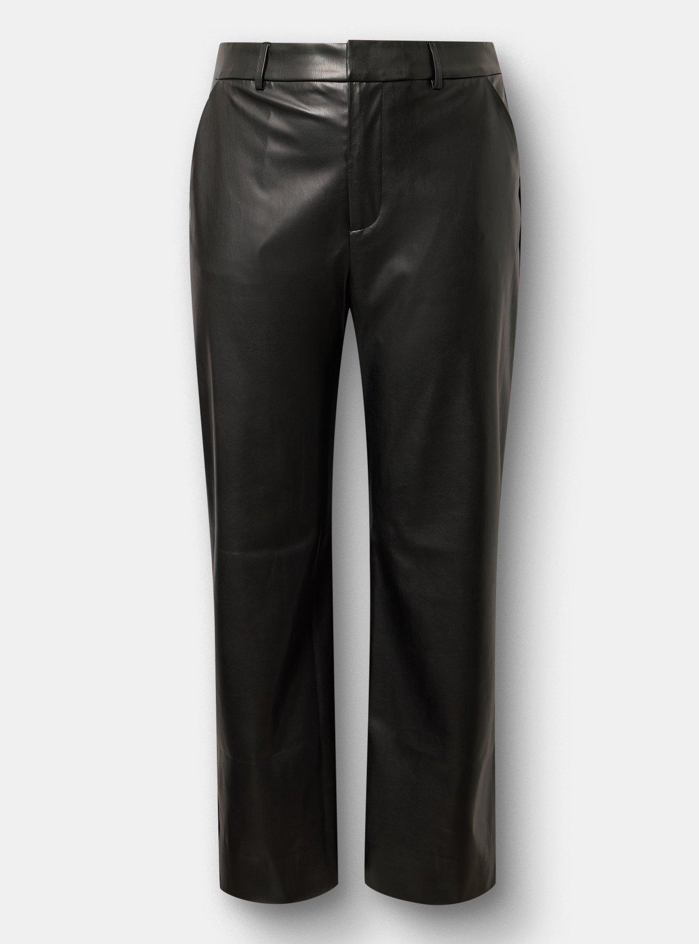 Studio High-Rise Straight Faux Leather Pant, DEEP BLACK, flat