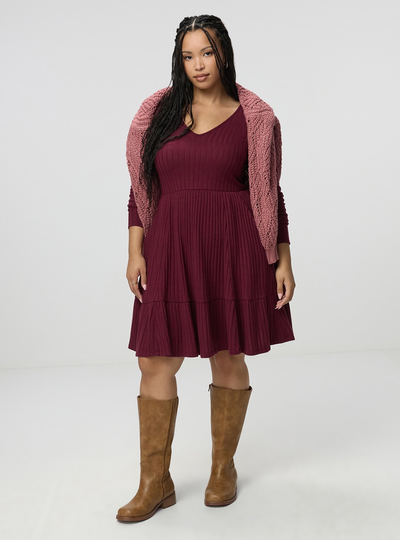 Hacci Tiered Mini Dress, WINDSOR WINE, alternate