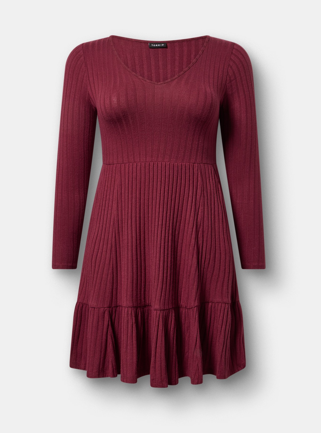 Hacci Tiered Mini Dress, WINDSOR WINE, flat