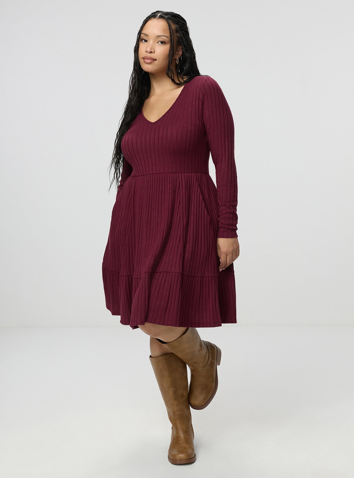 Hacci Tiered Mini Dress, WINDSOR WINE, hi-res