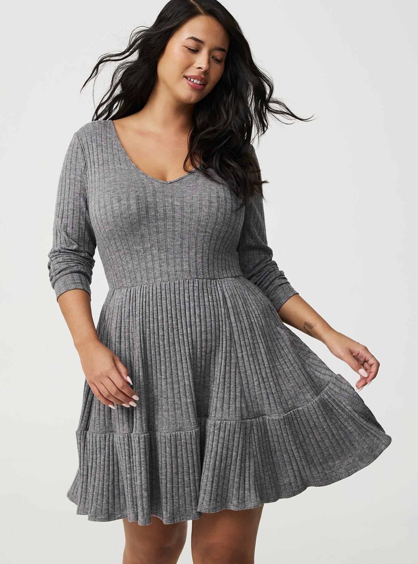Plus Size - Hacci Tiered Mini Dress - Torrid