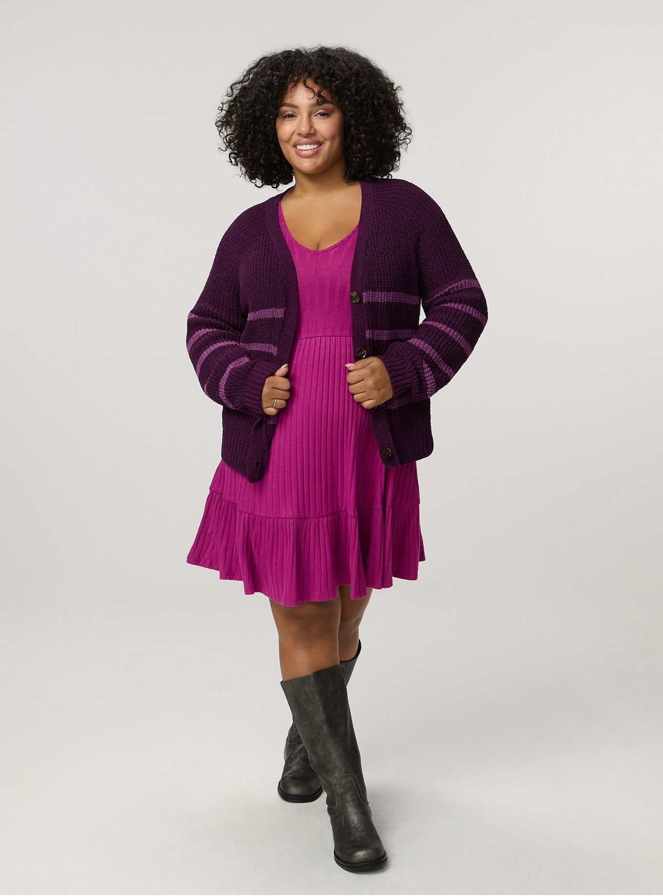 Hacci Tiered Mini Dress, WILD ASTER, alternate