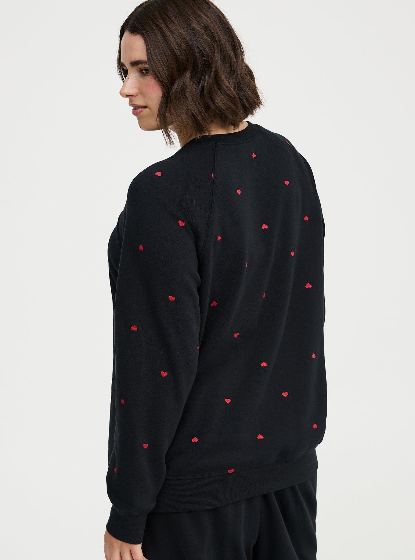 Cozy Fleece Raglan Sweatshirt, DAINTY HEART BLACK, alternate