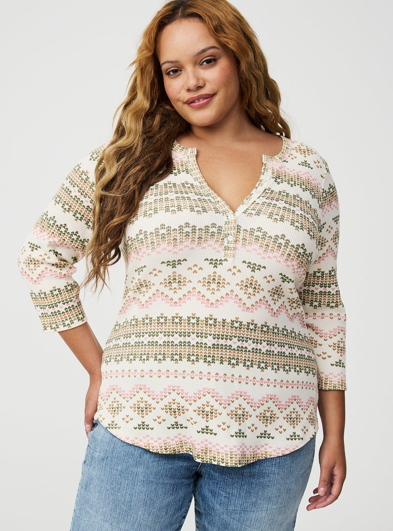 Thermal Henley Top, SWEET FAIRISLE BIRCH, hi-res