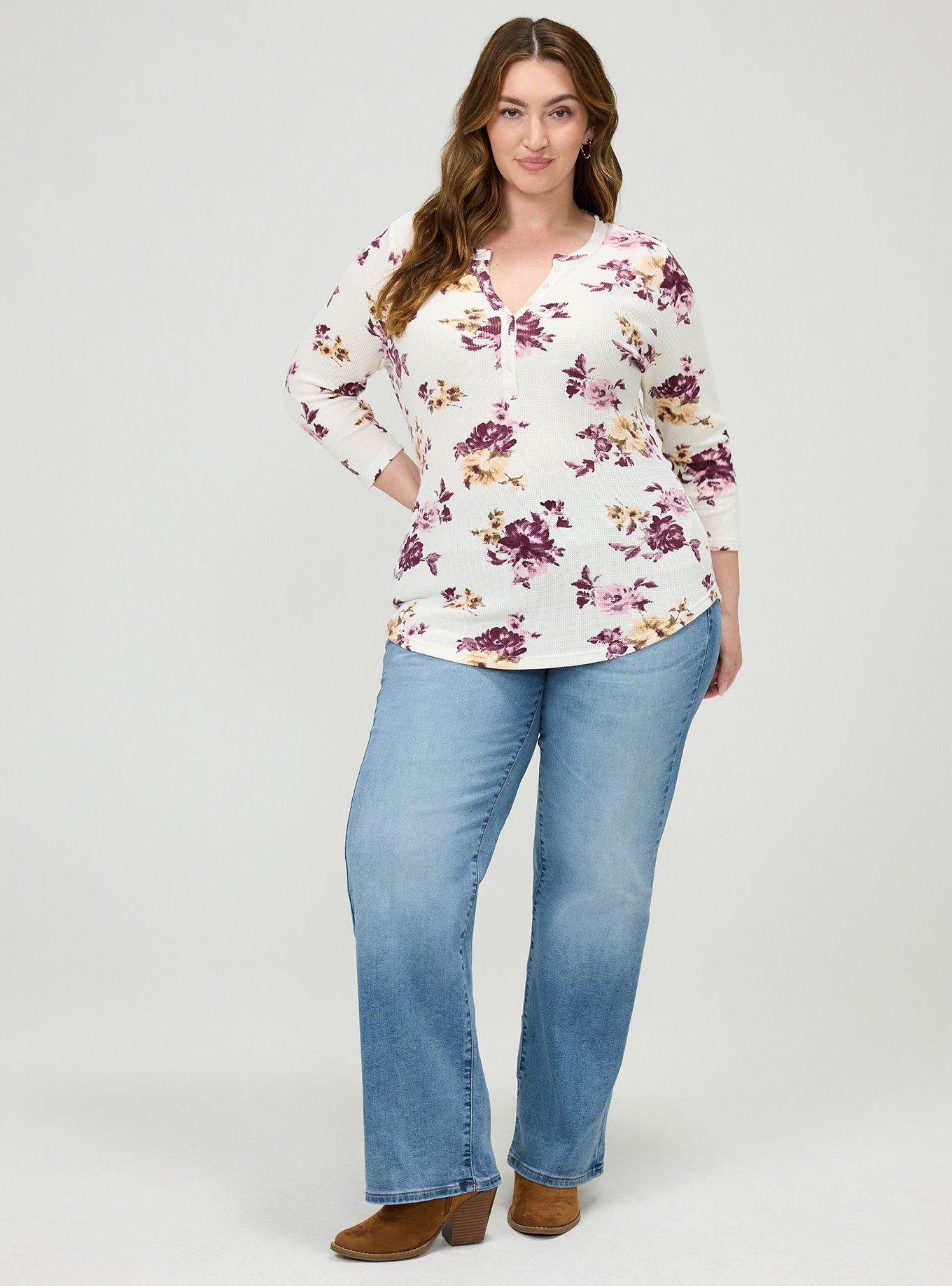 Thermal Henley Top, ROSEY LIGHT FLORAL IVORY, alternate