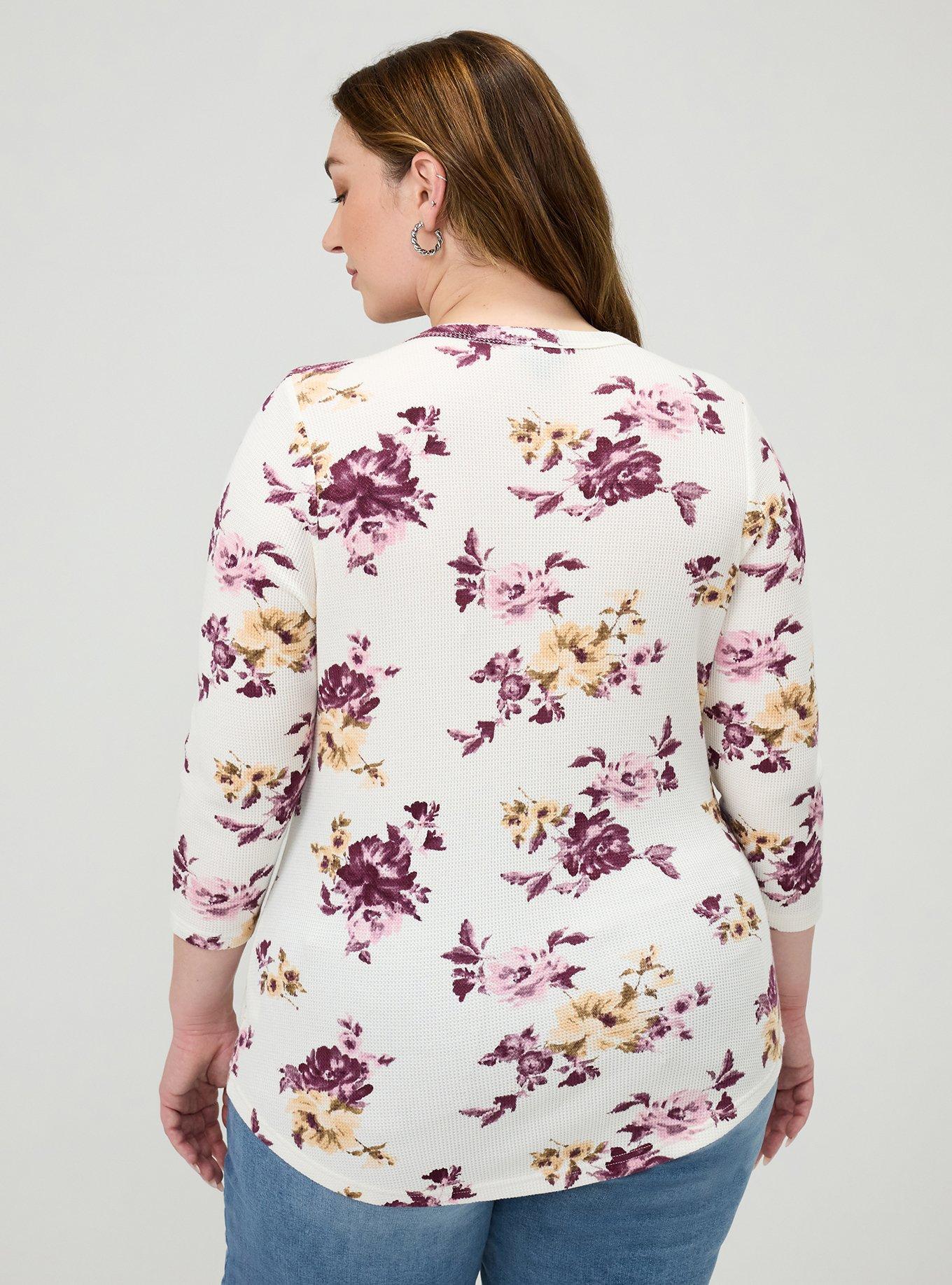 Thermal Henley Top, ROSEY LIGHT FLORAL IVORY, alternate
