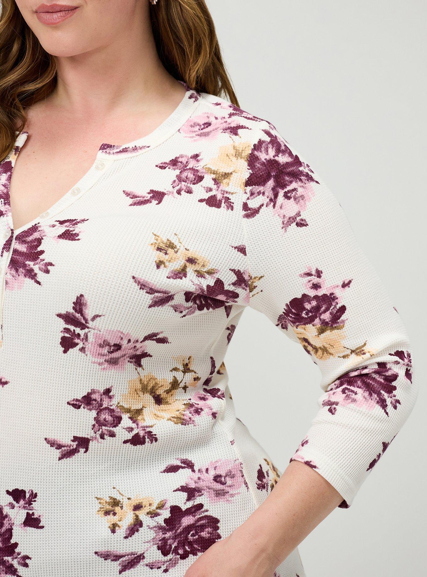 Thermal Henley Top, ROSEY LIGHT FLORAL IVORY, alternate