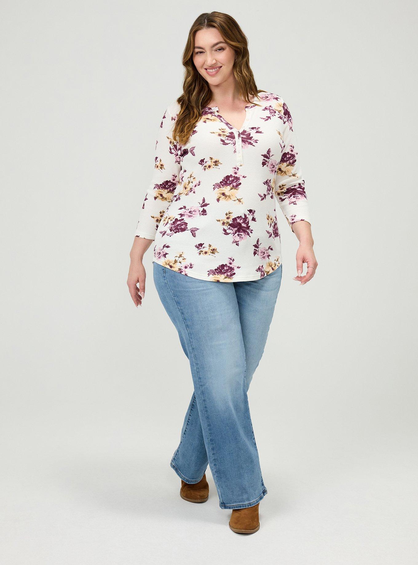 Thermal Henley Top, ROSEY LIGHT FLORAL IVORY, alternate