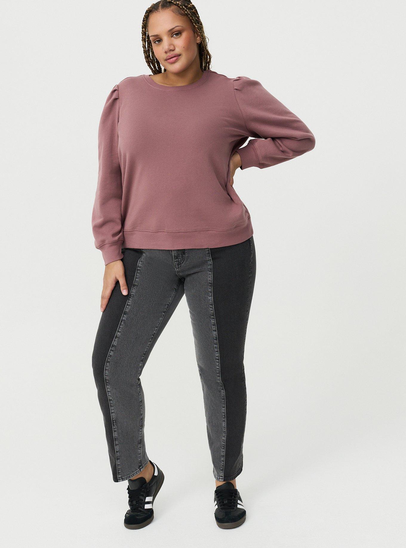 Cozy Fleece Pleated Sweatshirt, ROSE TAUPE, alternate