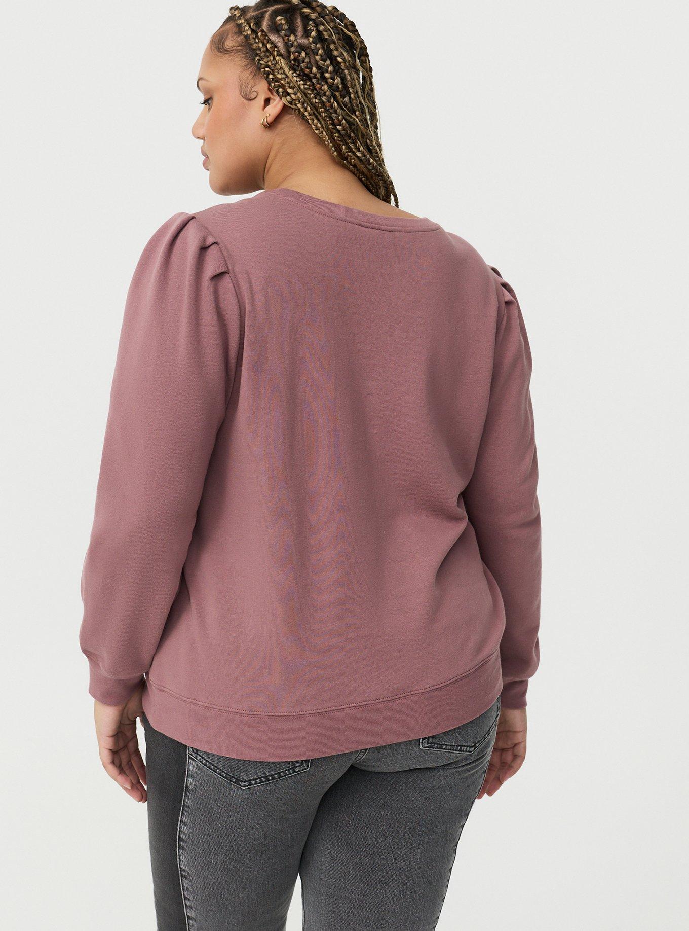 Cozy Fleece Pleated Sweatshirt, ROSE TAUPE, alternate