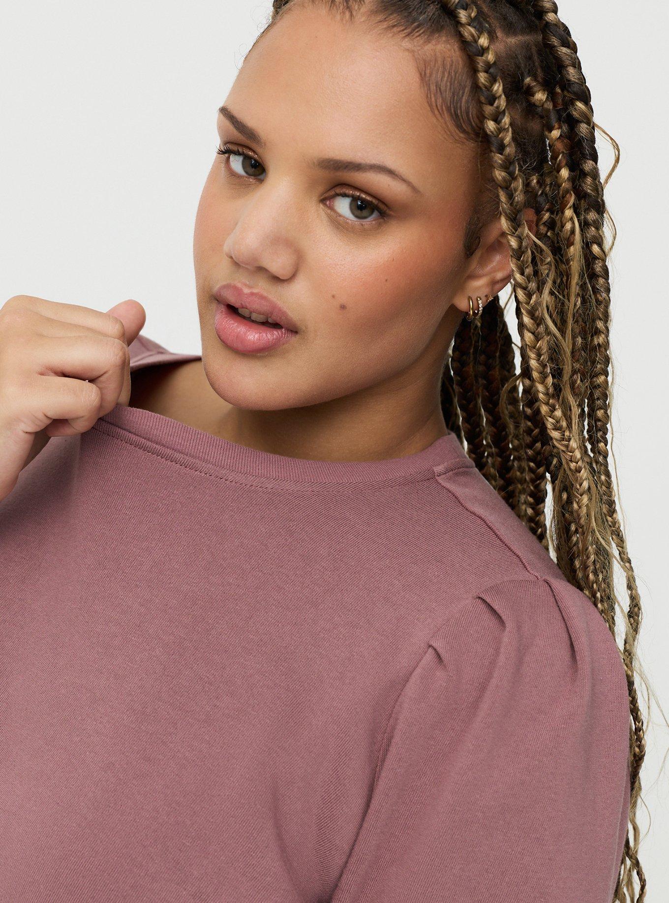 Cozy Fleece Pleated Sweatshirt, ROSE TAUPE, alternate