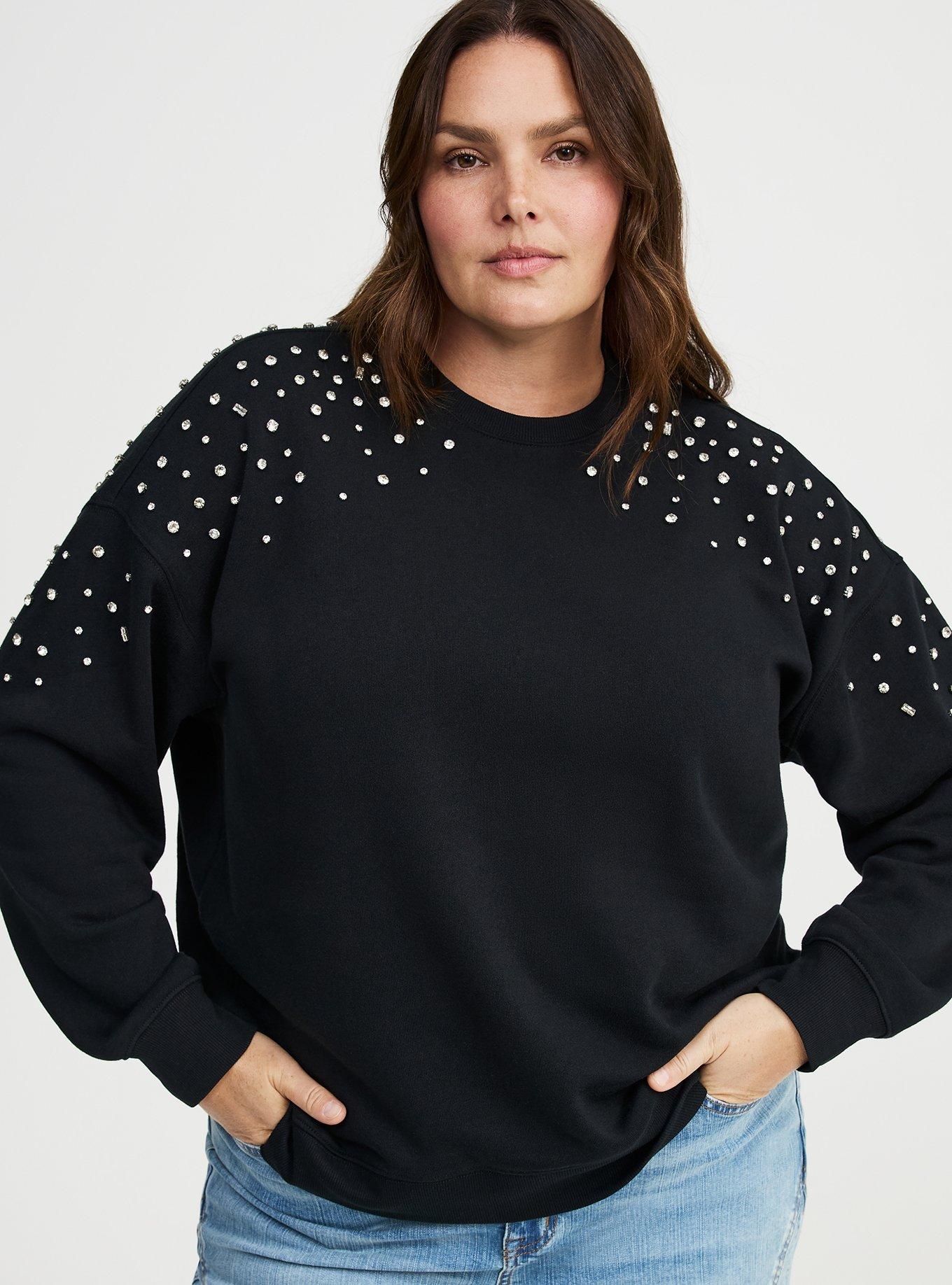 Plus Size - Embellished Fleece Crew Sweatshirt - Torrid