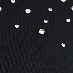 Embellished Fleece Crew Sweatshirt, DEEP BLACK, swatch