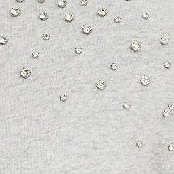 Embellished Fleece Crew Sweatshirt, LIGHTEST HEATHER GREY, swatch