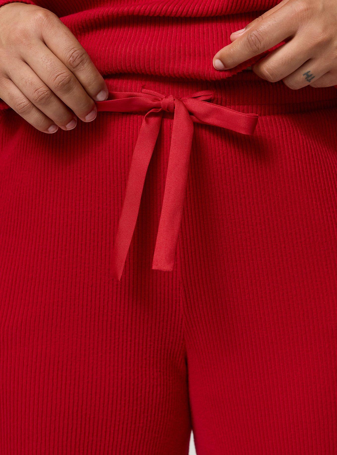 Rib Hacci Wide-Leg Lounge Pant, JESTER RED, alternate